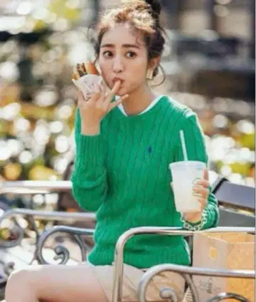 새상품급 랄프 로렌 케이블 니트 그린 M