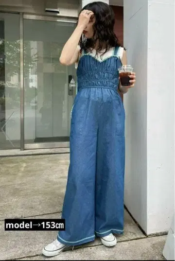 HELLO.SANFRANCISCO/하마구리 스티치 데님 뷔스티에 살로펫