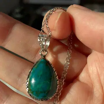 터콰이즈 터키석 페어 쉐이프 실버 목걸이