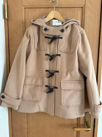 베이지 더플 코트 후드 부착 허니즈
