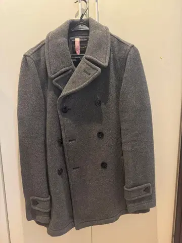 그레이 울 피 코트 체크 안감