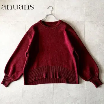 새상품급 아뉴앙스 퍼프 슬리브 울 니트 프리 레드 워셔블