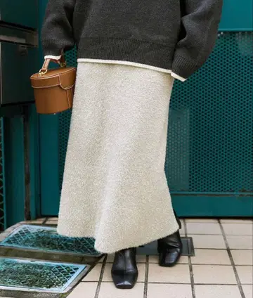 프릭스스토어 라메 페더 스커트/니트 스커트