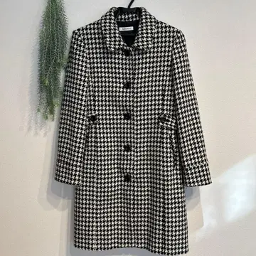 조지 하운드투스 체크 패턴 롱 코트 11AR