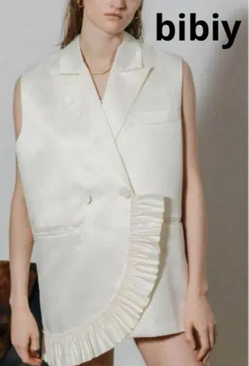 bibiy 프릴 베스트 슬리브리스 자켓 봄 자켓