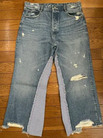 ZARA TRF 데미지 가공 하이웨스트 데님 38