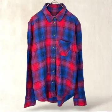 아메리칸 이글 아웃피터스 긴팔 얇은 소재 셔츠 체크 무늬 블루 계열