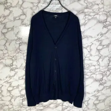 유니클로 (XL) V넥 니트 가디건 네이비