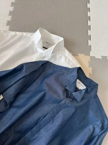 윙카라 셔츠 2종 세트 화이트 데님 컬러