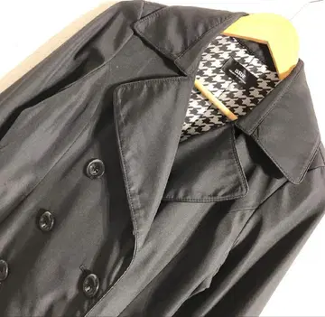 ISSUE 블랙 더블 브레스트 트렌치코트 블랙 L