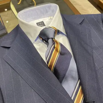 BEAMS F / 헤링본 와이드 칼라 셔츠