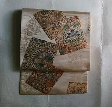 이중 기모노 후쿠로 오비 조개 보라 염색 색지 패턴