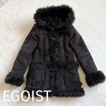 EGOIST 에고이스트 인조 모피 후드 부착 코트 블랙 사이즈 1