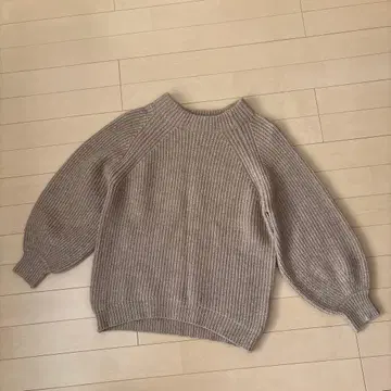 타임세일 심플리시떼 울너구리 혼방 베이지 리브 긴팔 니트