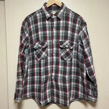 60s FIVE BROTHER 플란넬 셔츠 모리 택 화이트 블랙