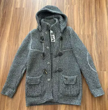 Bark 후드 부착 니트 더플 코트 그레이 S