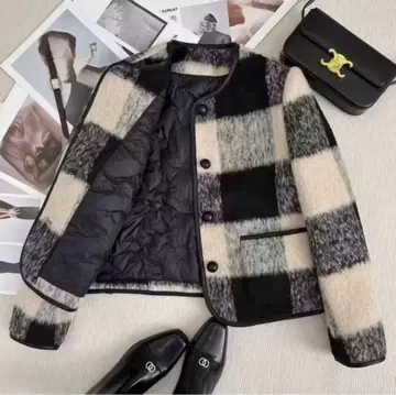 프렌치 빈티지 체크 자켓 미사용 새상품