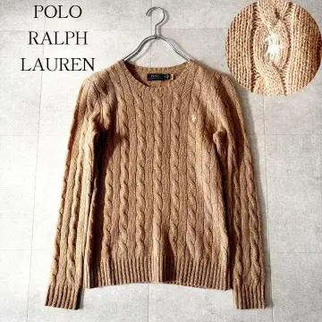 새상품급 폴로 랄프로렌 케이블 니트 XS 카멜 캐시미어