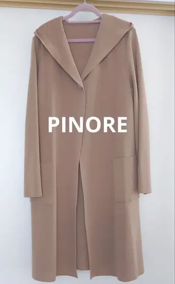 피노레 후드 부착 롱 가디건 / 베이지 / M~L