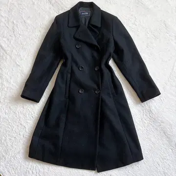 EAST BOY 알파카 혼방 롱 코트 더블 버튼 블랙 9호