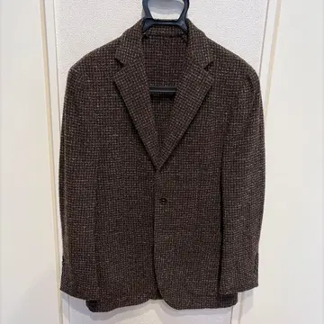 BEAMS F 오리지널 브라운 트위드 테일러드 자켓