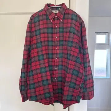 엘엘빈 90년대 플란넬 셔츠 빨간색 그린 체크