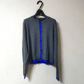 택 포함 미사용 ZARA 콤비 니트 가디건 L 사이즈 그레이 블루