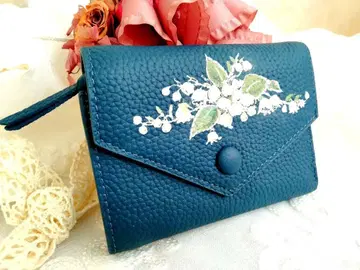 새상품 소가죽 3단 폴더형 지갑 스즈란 톨 페인트 컴팩트 지갑 귀여운