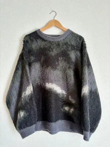 SERACE 추상 패턴 샤기 니트 L