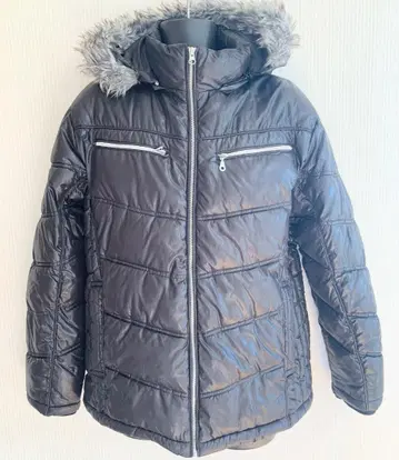 구제 의류 새상품급 4L 나일론 다운 자켓 블랙 후드 퍼