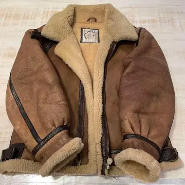 브라운 레더 재킷 시어링 라이닝 L