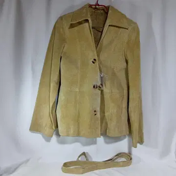 천연 가죽 스웨이드 가죽 여성용 자켓 싱글 브레스 미사용품 베이지