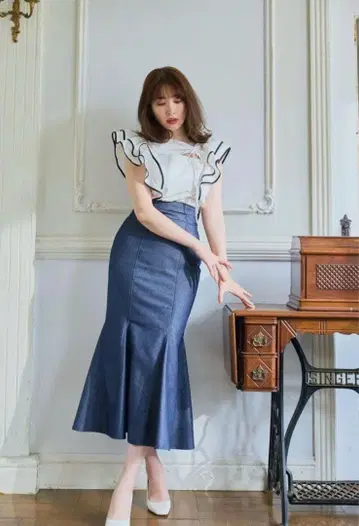 herlipto 머메이드 데님 이펙트 스커트 M 사이즈