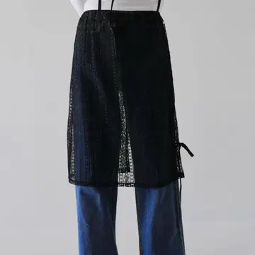 Uenui 우뉴이 사이드 리본 레이어드 스커트 레이스 랩스커트