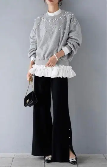 미사용 새상품 완판템 Frene 사이드 펄 니트 팬츠