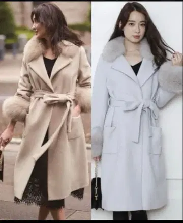 저스길리티 퍼 롱 코트 (라이트 그레이)