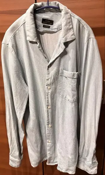 자라 데님 오픈 카라 셔츠