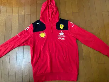 페라리 후드 부착 후드티 레드