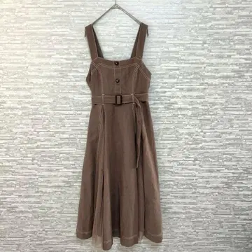 알피에스 오버롤 스커트 브라운 M 사이즈 벨트 포함 튤