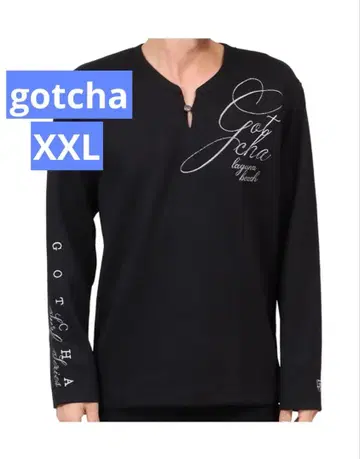 택 포함 새상품 GOTCHA 갓차 라메 자수 긴팔 t셔츠 블랙 XXL