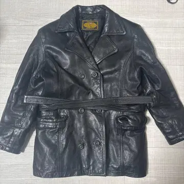 DOUGLAS 천연 가죽 블랙 더블 브레스트 자켓