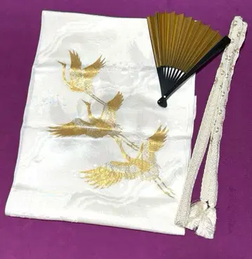 관혼상제에도 추천 오비 장식 천 & 허리띠 & 금은 부채 세트 실크