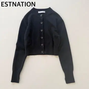 근년 에스트네이션 울 100% 크루넥 숏 기장 가디건