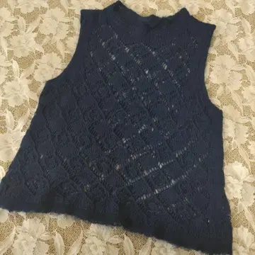 자우 멋진 네이비 실크 혼방 베스트