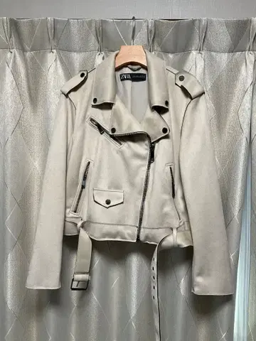 ZARA 베이지 더블 라이더 자켓
