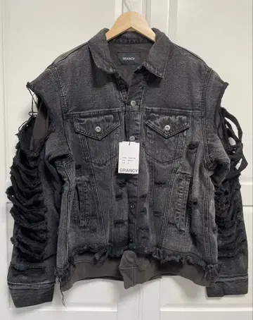 [ GRANCY ] 맨투맨 도킹 디자인 데미지 데님 자켓 M 사이즈