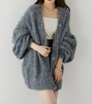 Chico 샤기 니트 루즈 가디건