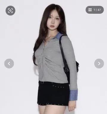 tinkerend 셔링 스트라이프 리브 가디건