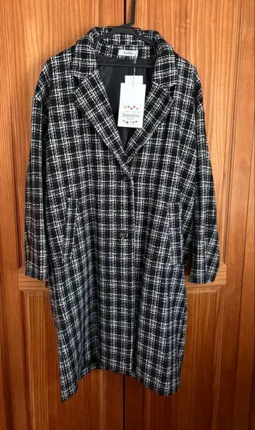 미사용 새상품 시마무라 체크 무늬 트위드 체스터 코트 L 사이즈