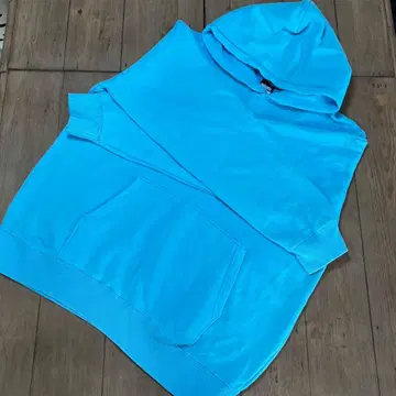 크로스 스티치 스카이블루 후드 부착 맨투맨 면 100% XL